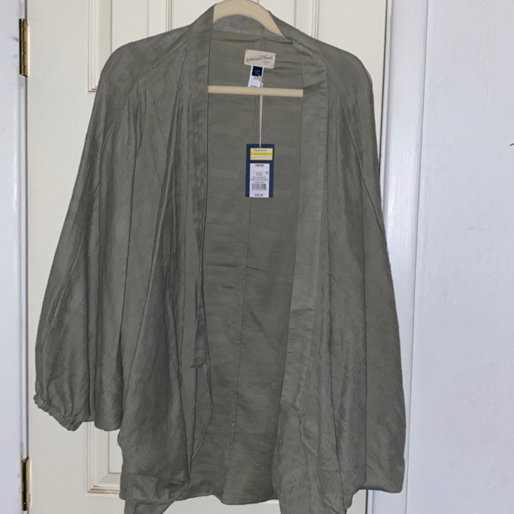 Batwing linen blend “cardigan “(?)